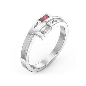 Nouvelle Arrivée Amour Promise Anneaux Pour Les Femmes Personnalisé Anneau De Pierre De Naissance Personnalisé Graver Des Noms Véritable 925 En Argent Sterling Bijoux Cadeau