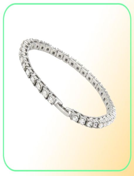 Nouveau bracelet de tennis en cristal de luxe Braclet de couleur argentée en or pour les femmes pour les femmes, accessoires à main de mariage, bijoux 5589092