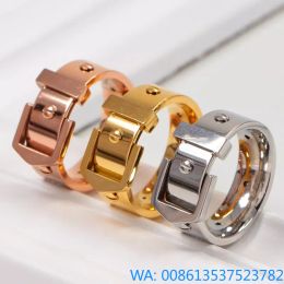 Nouvelle arrivée de luxe Designer bague rivet anneaux 316L titane acier diamant charme amour ceinture anneau pour femme hommes bijoux livraison gratuite cadeaux bijoux de luxe