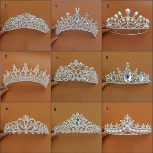 Nieuwe Collectie Luxe Verschillende Types Bruiloft Tiara Diamant Cryatal Rijk Kroon Bruids Hoofdband Voor Bruid Haar Sieraden Party Access203y