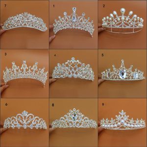 Nieuwe Collectie Luxe Verschillende Types Bruiloft Tiara Diamant Cryatal Rijk Kroon Bruids Hoofdband Voor Bruid Haar Sieraden Party Access250h