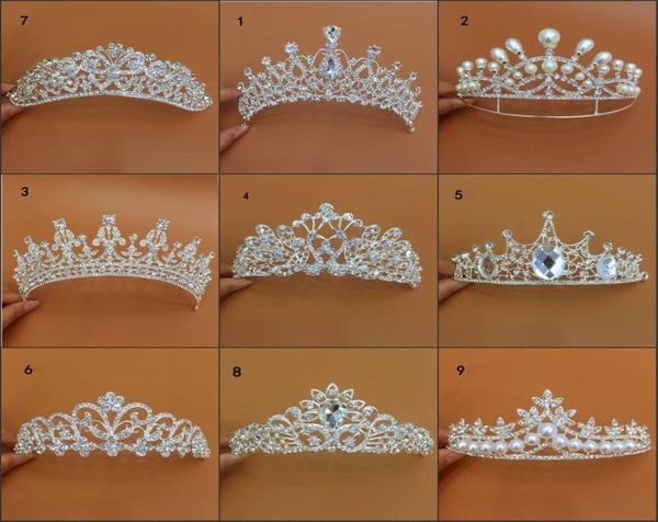 Nueva Llegada de Lujo Diferentes Tipos Tiaras de Boda Diamante Cryatal Empire Corona Diadema Nupcial Para Novia Joyería para el Cabello Fiesta Access9130854