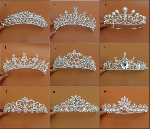 Nouvelle arrivée luxe différents types de mariage Tiaras Diamond Cryatal Empire Crown Bridal Band Band pour les bijoux de cheveux de la mariée ACCESSION5837622