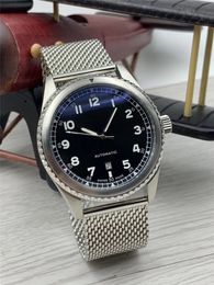 Gratis verzending nieuwe collectie luxe horloge mechanische horloge roestvrij stalen horloges zwarte wijzerplaat man polshorloge Auto date 258