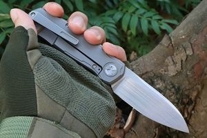 Nieuwe aankomst M6721 Flipper Vouwmes CPM-20V SATIN BLAD CNC CT4 Titanium/ Abalone Shell Handhend Ballager snel Open EDC Pocket Knives