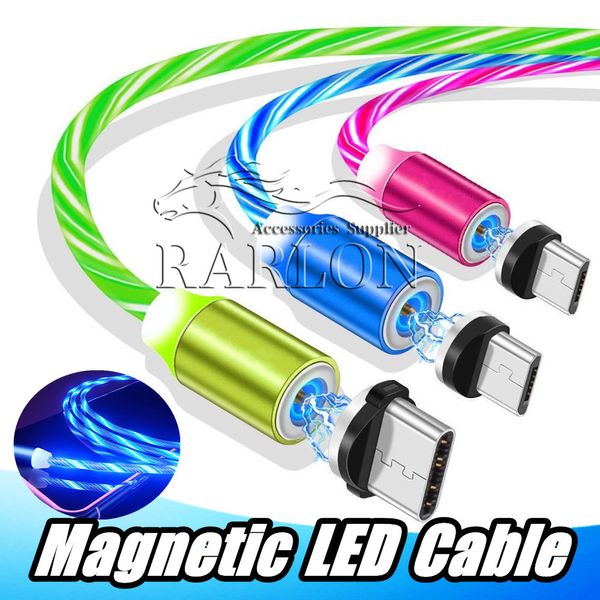 Nuevo Producto, cable de carga con luz LED magnética para cargador Micro USB C tipo C, Cables de datos 2.1A para Samsung S10 S8 Android