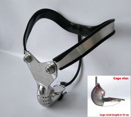 Llegada Dispositivos de castidad masculina Cinturón de castidad de acero inoxidable Modelt Curva ajustable Wais con jaula para pene Bdsm Juguetes sexuales para hombres