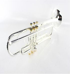 Nieuwe aankomst Margeewate LR197GS Brass Body Silvertated en Gold Color BB Trumpet Instrumenten Caned Trumpet met mondstuk6236221