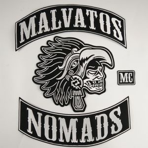 Nouvelle arrivée MC Malvatos Nomades Broidered Patch de grande taille Iron sur la coutume pour les vêtements de veste de motard