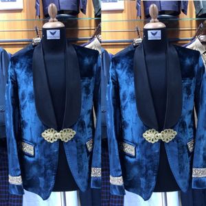 Nieuwe Collectie Heren Pakken Bruiloft Bruidegom Tuxedos Fancy Chinese Knoop Jas Shawl Revers Voor Mannelijke Alleen Jas Custom Made