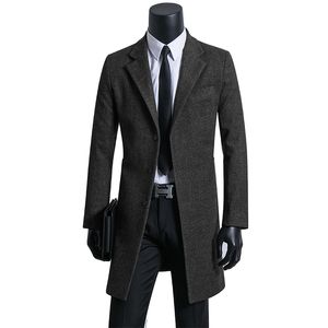 Nouveauté hommes costume mince laine manteau Long simple boutonnage jeune coupe-vent concis mode haute qualité luxe grande taille S-10XL