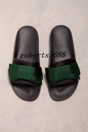 nouveauté hommes et femmes mode 10 MM BOW SATIN SLIDE FLATS slider sandales pantoufles adultes unisexe causal tongs