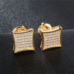 Nouveauté hommes zircon cubique diamant boucles d'oreilles mode hommes bijoux Hip Hop cuivre or rempli CZ boucles d'oreilles Jewelry247E