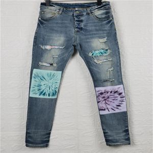 nieuwe collectie heren designer jeans donkerzwarte borstel verf vouw mode heren jeans slanke motorfiets biker hiphop broek topkwaliteit siz263G