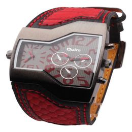 Nouveauté hommes marque de mode OULM 1220 montres Double japon Movt Quartz importé montre militaire large bracelet grand visage Black1674