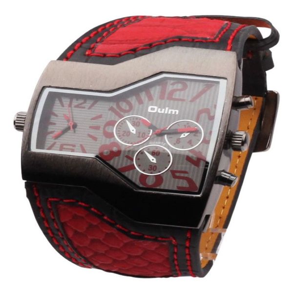 Nouveauté hommes marque de mode OULM 1220 montres Double japon Movt Quartz importé montre militaire large bracelet grand visage Black2603