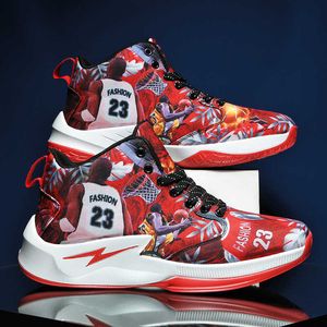 Nieuwe aankomst Heren High Top Basketball Shoes Casual Sneakers Jeugd comfortabele sporttrainers Red Purple