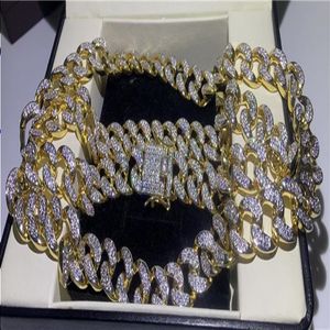 Nieuwe aankomst Miami Cuban Link Chain Gold Ploated volledig Iced Out Hip Hop Bling 2016 Hot Sale Promotion Chain Gratis verzending ODLKA