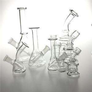 Mini voyage en verre d'eau bong 10 mm 14 mm femelle Petite plate-forme d'huile Récycler Recycler Bigs de bécher en tête