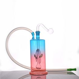 Nieuwe Collectie Mini Glas Beker Bong Water Pijpen Kleurrijke Regenboog Hoofddienst Dab Rigs Kleine Bubbler Ash Catcher Hookahs met Oil Adapter en Slang