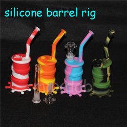 pipes à fumer Mini plates-formes de dab de silicium Tuyau d'eau en silicone bongs en verre plate-forme de baril de silicone
