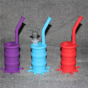 mini plate-forme pétrolière en silicone Narguilé avec dix couleurs pour le choix bongs en verre Pipe en silicone fumer pipe à eau avec accessoires en verre livraison gratuite