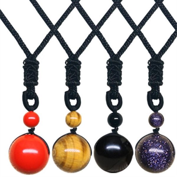 Nouveauté pierre naturelle obsidienne noire perles d'oeil arc-en-ciel porte-bonheur pour femmes et hommes colliers pendentifs bijoux cadeau