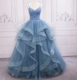 Nieuwe Collectie Marineblauwe Baljurk Quinceanera Jurk 2024 Spaghettibandjes Ryffles Pailletten Vloerlengte Gala Formele Verjaardag Jurken Robe De Soriee