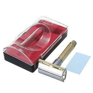 Maquinilla de afeitar manual de seguridad para hombres Maquinilla de afeitar manual + Caja de cuchillas de afeitar segura de doble filo