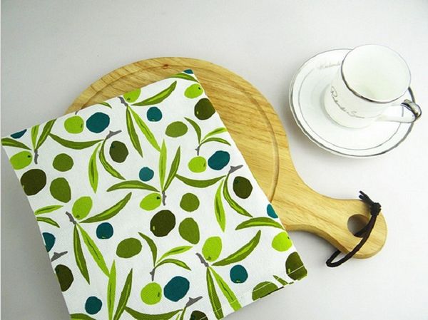 Recién llegado, toallas con estampado de oliva, servilletas de mesa de algodón, 3 uds., toallas para limpiar, servilletas de cocina, manteles individuales para restaurante, fiesta en casa 1211v