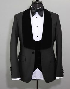 Nieuwe Collectie One Button Houtskool Grijze Bruiloft Bruidegom Tuxedos Sjaal Revers Groomsmen Mannen Suits Prom Blazer (jas + Broek + Vest + Tie) W53