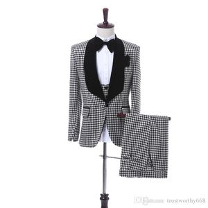 Recién llegado, un botón, padrinos de boda, chal, solapa, novio, esmoquin, trajes de hombre, boda/baile de graduación, mejor hombre Blazer (chaqueta + Pantalones + chaleco + corbata) A362