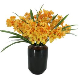 Nueva llegada Una rama de flor de Vanda artificial Phalaenopsis artificial 16 cabezas Orquídea mariposa para centros de mesa de boda Arreglo floral