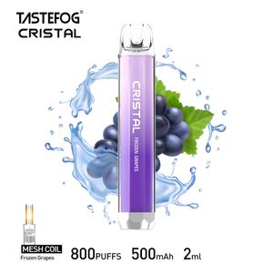 Nouvelle arrivée originale Tastefog Cristal 800 bouffées de vaporisateur jetable 800 E-Cigarette 2% 2 ml 500 mAh 10 saveurs prix de gros avec lumière LED