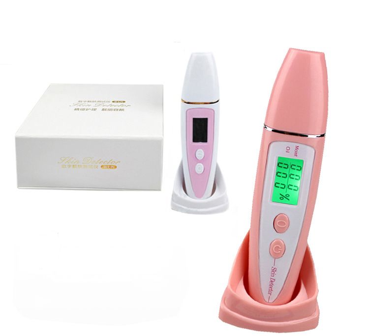 Nieuwe Collectie Patent Design LCD-scherm Facial Beauty Equipment Skin Oil Moisture Analyzer Testing Skin Tester Pink White 0609011