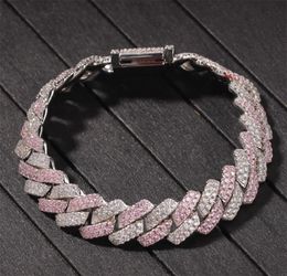 Nouvelle arrivée Gold Bling Diamond Mens Bracelet Chain de liaison cubaine Iced Out Cumbic Zirconia Courb Chaînes de bracelet