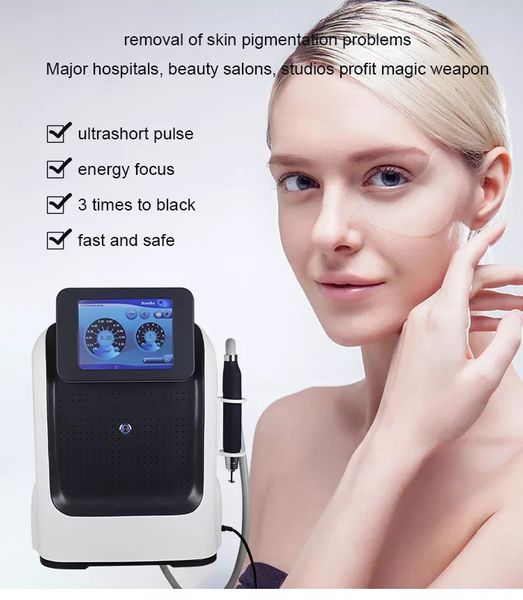 Nouvelle arrivée Picosecond Laser Tattoo Removal Machine 532nm 1064nm 1320nm Carbone Peeling Rajeunissement de la peau Beauté Dispositif