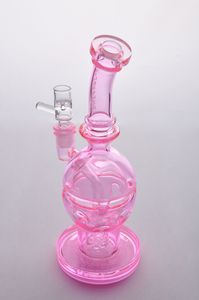 Nouvelle Arrivée Rose Simple Bongs À La Main En Verre Tuyaux D'eau Fab Fumer Tuyau Recycleur Huile Rigs Bongs Birdcage Perc