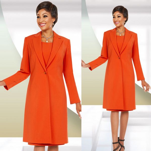 Nueva llegada Vestidos para madre de la novia de talla grande con chaqueta Color naranja Vestido elegante de dos piezas para invitados de boda para madre