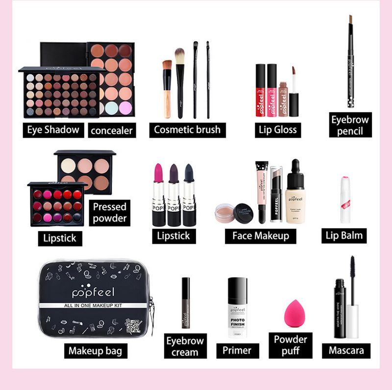 New arrival POPFEEL ALL IN ONE 25 pcs Full Professional Makeup Kit For Girl(KIT003) Makeup Sets