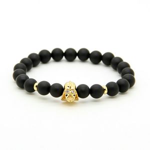 Nieuwe Collectie Krachtige Held Beaded CZ Charm Armbanden 10 stks / partij 8mm Mat Agate Stone Mode-sieraden