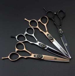 Recién llegado, tijeras de corte de pelo de peluquero profesional KASHO GF-60 5,5 pulgadas/6,0 pulgadas 6CR plata/negro/rosa dorado