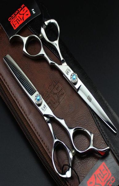 Nouveauté ciseaux de coupe de cheveux de coiffeur professionnel KASHO 60 pouces 9CR vis de pierre précieuse bleue 8512796