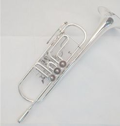 Recién llegado, instrumentos de música de trompeta profesional, tubo de latón de trompeta Bb Tune, plateado B plano con estuche