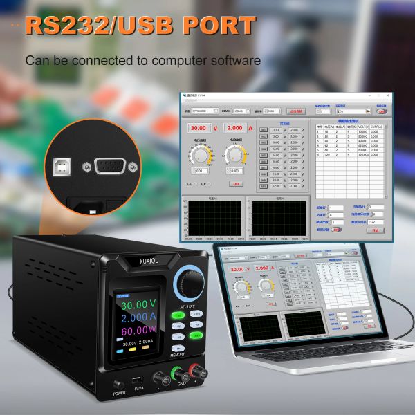 Nouveau alimentation CC réglable programmable avec l'interface RS-232