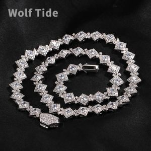 Nieuwe Collectie Punk Volledige Geclusterde Diamant Hip Hop Ketting Voor Mannen Gepersonaliseerde Vierkante Zirkonia Ketting Trui Rapper Sieraden Iced Out Crystal Party Kettingen