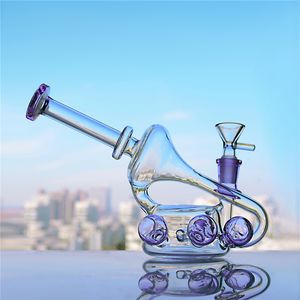 NUEVA LLEGA PURPRO RECYCLER Glass Bong con Perc Pip de agua Perc en línea Rig Rig Hookah Tubo Herramienta de fumar