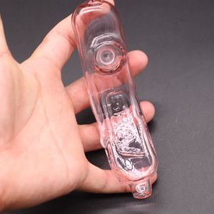 Pyrex Olie Burner Glass Hand Rookpijpen Roze Bananen Vorm Lepel Tabak droog kruid voor Bong Bubbler