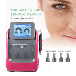 Nieuwe aankomst Tattoo Verwijderingsmachines Huid Verjongingsapparatuur Q Schakelaar ND YAG Laser Treatment Carbon Peeling Black Face Doll Portable Beauty Device
