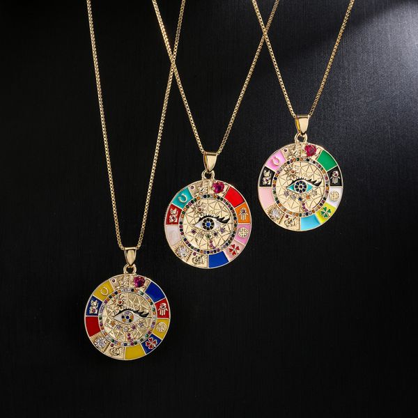 Collier pendentif mauvais œil émaillé de couleur arc-en-ciel de nouvelle arrivée pour cadeau